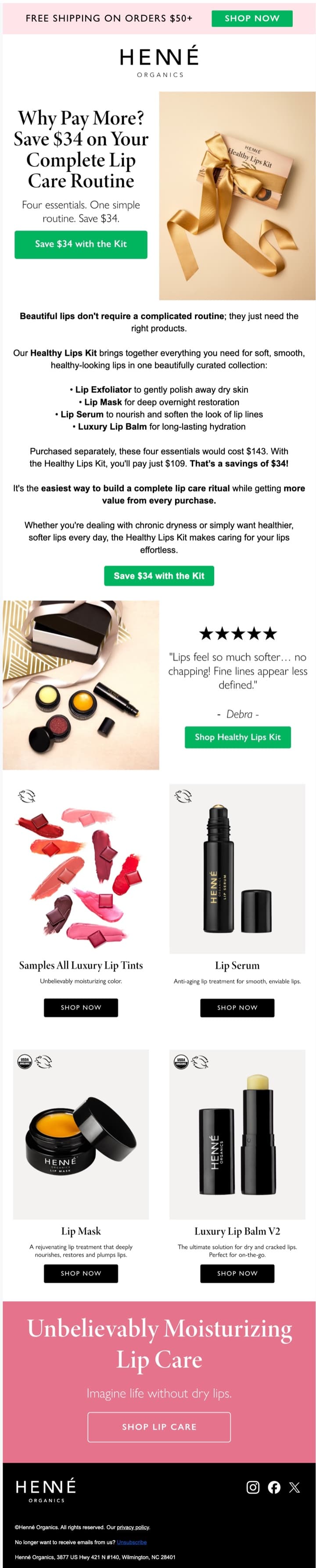 Skincare — before redesign